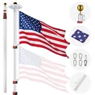 Apluschoice 30FT Telescopic Silver Flagpole Kit W/ 136 Led Solar Light Outdoor. Fixed Price $189.90.