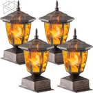4 Pack Solar Flame Post Lights Outdoor, Powered Lamps Fence Cap. Fixed Price $56.46.