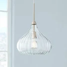 Major Brushed Nickel Mini Pendant Light 12 1/2" Wide Modern Led Clear Glass. Fixed Price $199.99.