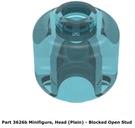 Lego 1X 3626B Trans-light Blue Minifigure, Head (plain) Blocked Open Stud 4504. Fixed Price $5.82.