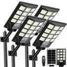 Cnoijuts Solar Street Light Outdoor, 6500K 20000LM 4-PACK, Black. Fixed Price $109.99.