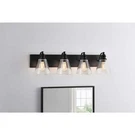 Hampton Bay Manor 33" 4-LIGHT Matte Black Bathroom Vanity Clear Glass. Fixed Price $53.99.