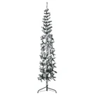 Vidaxl Slim Artificial Half Christmas Tree, 6 Ft Height, Green And White With Fl. Fixed Price $60.99.
