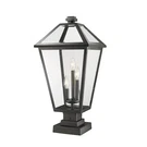 Z-lite Talbot 3 Light 25" Outdoor Pier Mounted Fixture, Black 579PHXLS-SQPM-BK. Fixed Price $375.70.