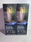 Lot Of 2 Hampton Bay Ambrose Natural Wicker Solar Flicker Flame Bollard New. Fixed Price $45.00.