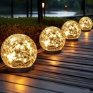 Jkimk Solar Lights Outdoor Waterproof - Cracked 4 Globes, Warm White. Fixed Price $56.70.