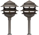 John Timberland Tiered Pagoda 11" High Bronze Led Path Lights Set Of 2. Fixed Price $78.95.
