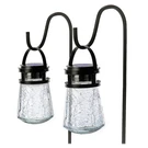 10-LUMEN Solar Crackle-glass Led Lantern Path Lights, 2 Pack. Fixed Price $44.99.