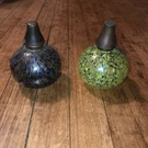 Set Of 2 Round Blown Glass Oil Lamp Candles Mcm Art Deco Style. Fixed Price $24.99.