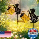 Solar Outdoor Decorative, Watering Can With Cascading Lights, Cat Si. Fixed Price $93.13.