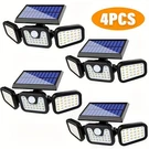 1-4PCS 74 Leds Solar Wall Lights With Motion, 3-HEAD Adjustable Lighting Walkway. Fixed Price $41.98.