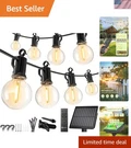 Elegant 38FT Outdoor Solar String Lights - 15 Shatterproof Led Bulbs, Remote. Fixed Price $62.89.