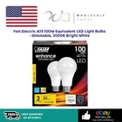 Feit Electric A19 100W Equivalent Led Light Bulbs - Dimmable, 3000K Bright White. Fixed Price $24.99.